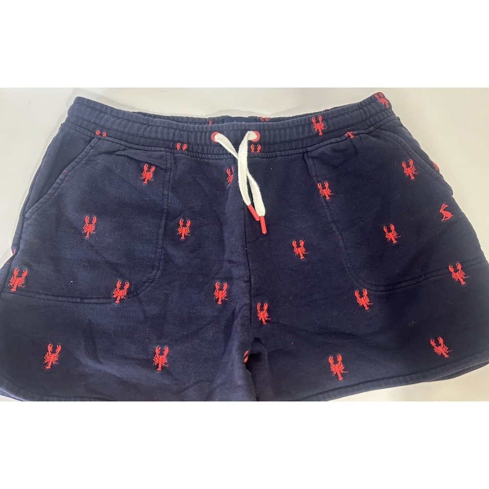 Joules Sian Navy Lobster Embroidered Knit Shorts 3" US 10 Preppy  New England
